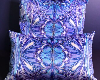 Luxury Velvet Cushion Blueberry Butterfly - Sofá sofá Almohada de tiro en azul lila - Declaración decorativa Cojín de sofá