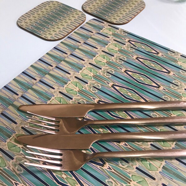 Teal Table Mats Etsy