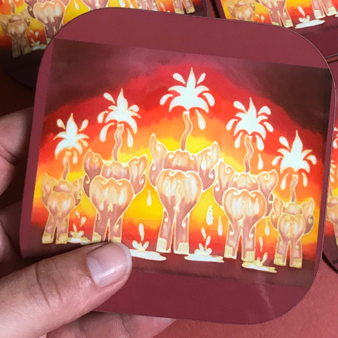 African Elephant Coaster Cute Elephant Drinks Mat Safari Etsy