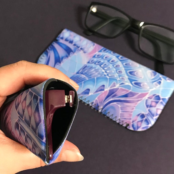 Seashell Soft Fabric Glasses Case Slip on Spectacles Case in Blue Purple  Turquoise Protective Glasses Pouch Small Pocket Glasses Case 
