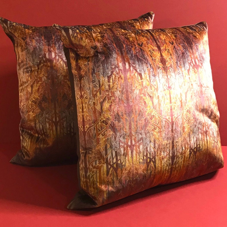 Throw Pillow Terracotta Grey Trees Print Settee Cushion in - Etsy