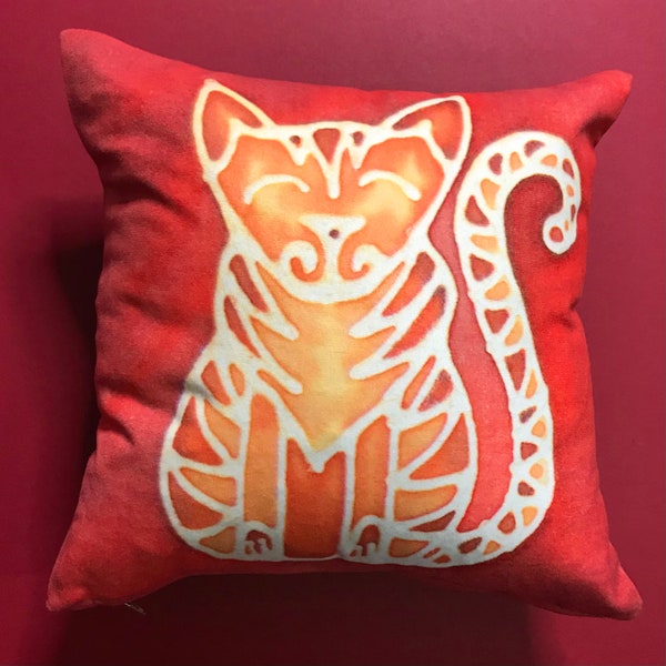 Cute Ginger Cat Cushion - SALE HALF PRICE. Cat Lover Throw Pillow - Red and Orange Living Room Decor - Marmalade Cat Decorative Cushion
