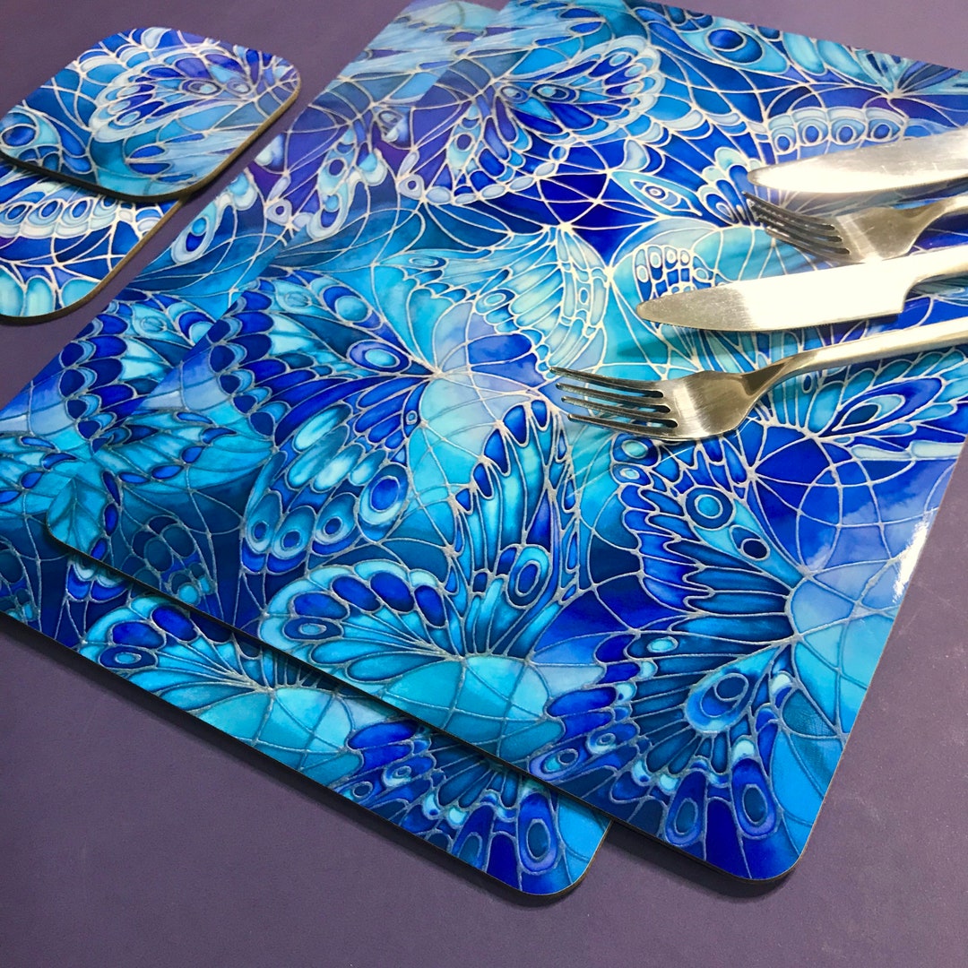 Deep Sea Blues and Turquoise Table Mats and Coasters Crisp Etsy