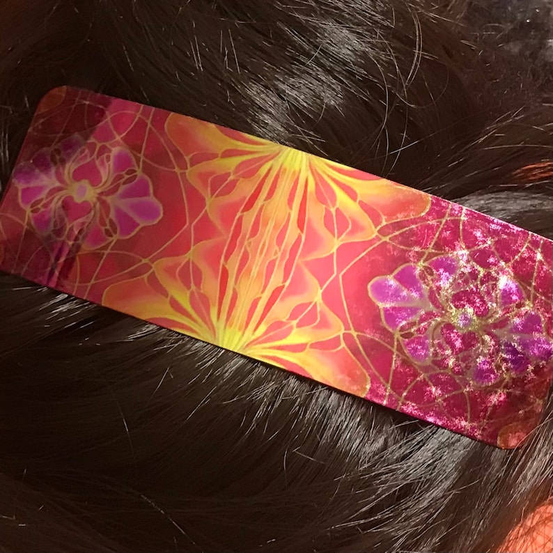 Hair Jewelry Hair Accessory Pink Plum Orange Gold Orchid Hair Slide Large Hair Clip Gift for Her Pretty Hair Barrette