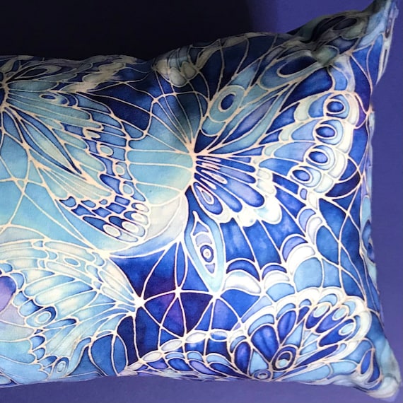 Ultramarine Blue Butterflies Cushion Throw Pillow Butterfly Accent Pillow Sofa or Settee Cushion Bedroom Decor Etsy Canada