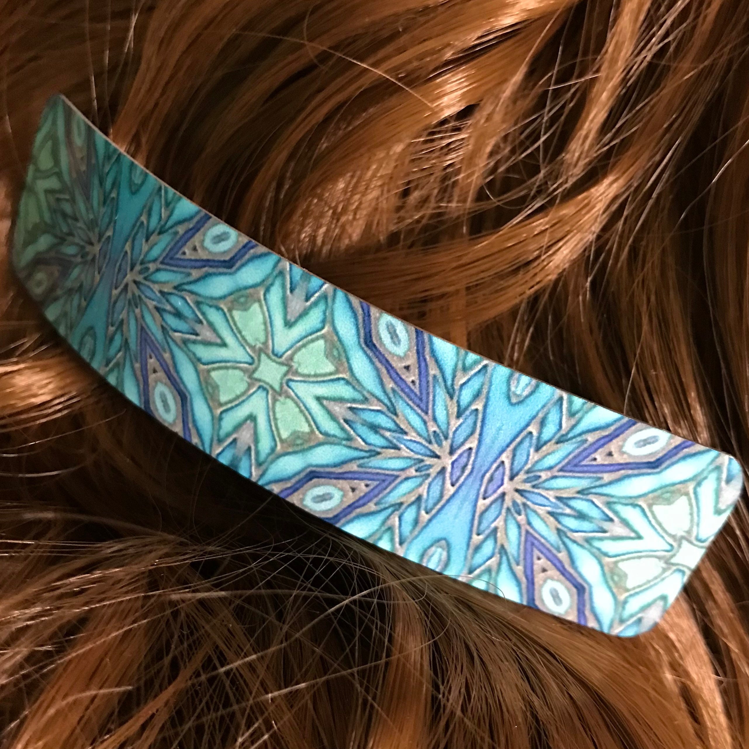 Teal Hair Clip Barrette Donker Groenblauw Haar Accessoire Accessoires Haaraccessoires Strikken & Clips Lange barrette voor Dik Haar 
