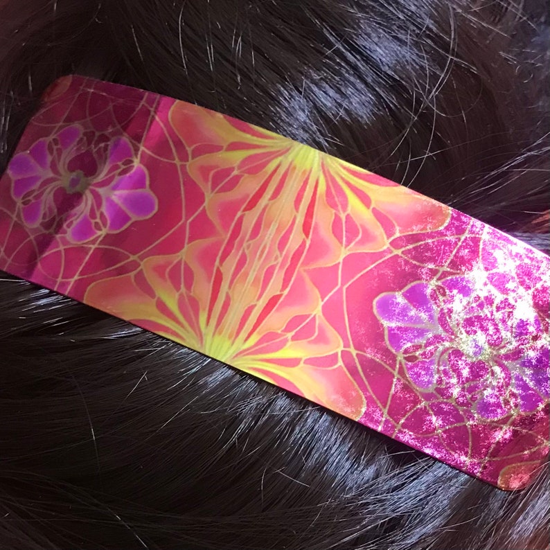 Hair Jewelry Hair Accessory Pink Plum Orange Gold Orchid Hair Slide Large Hair Clip Gift for Her Pretty Hair Barrette