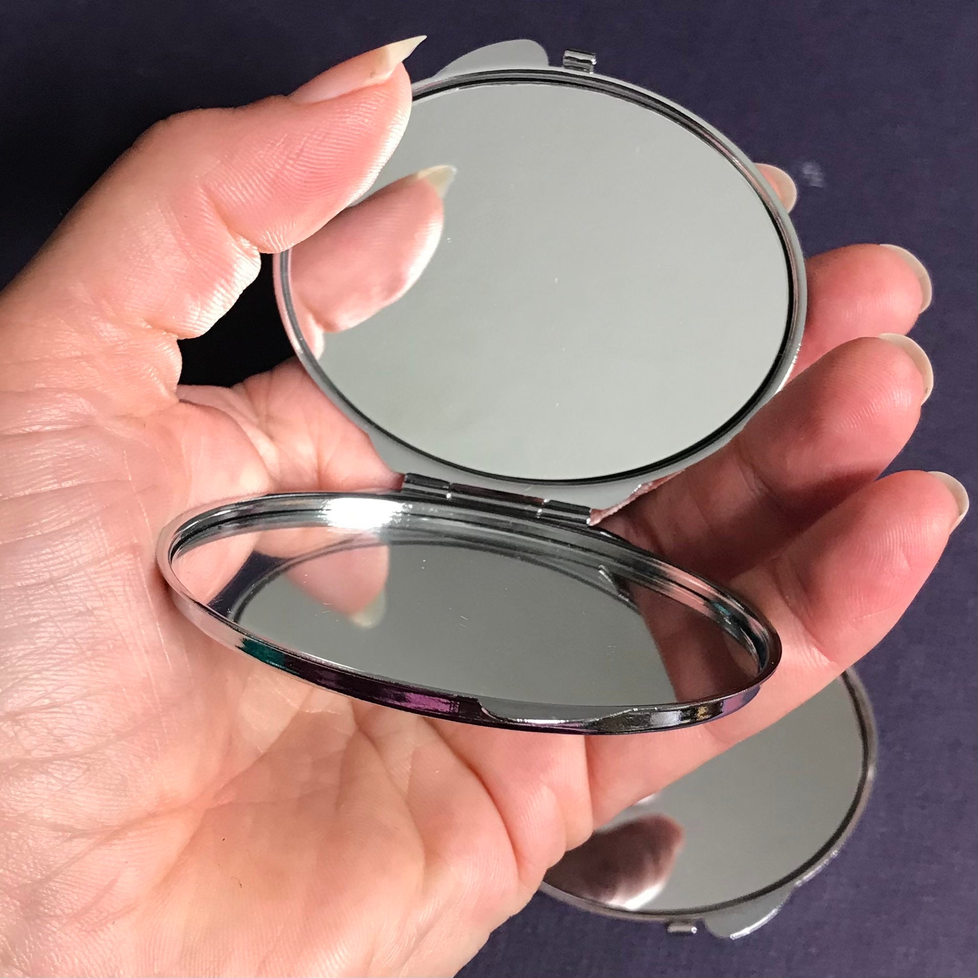 Persian Orchid Oval Pocket Mirror - Handbag Mirror in Purple Persian Orchid Oval Pocket Mirror - Handbag Mirror in Purple