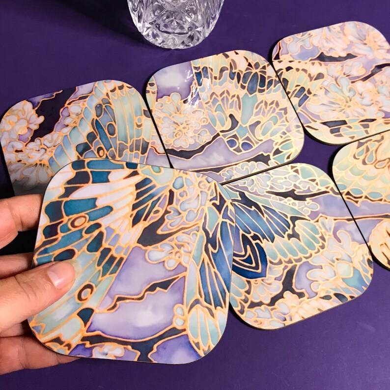 Soft Green Placemats Coasters Moths Butterflies Table Mats Etsy