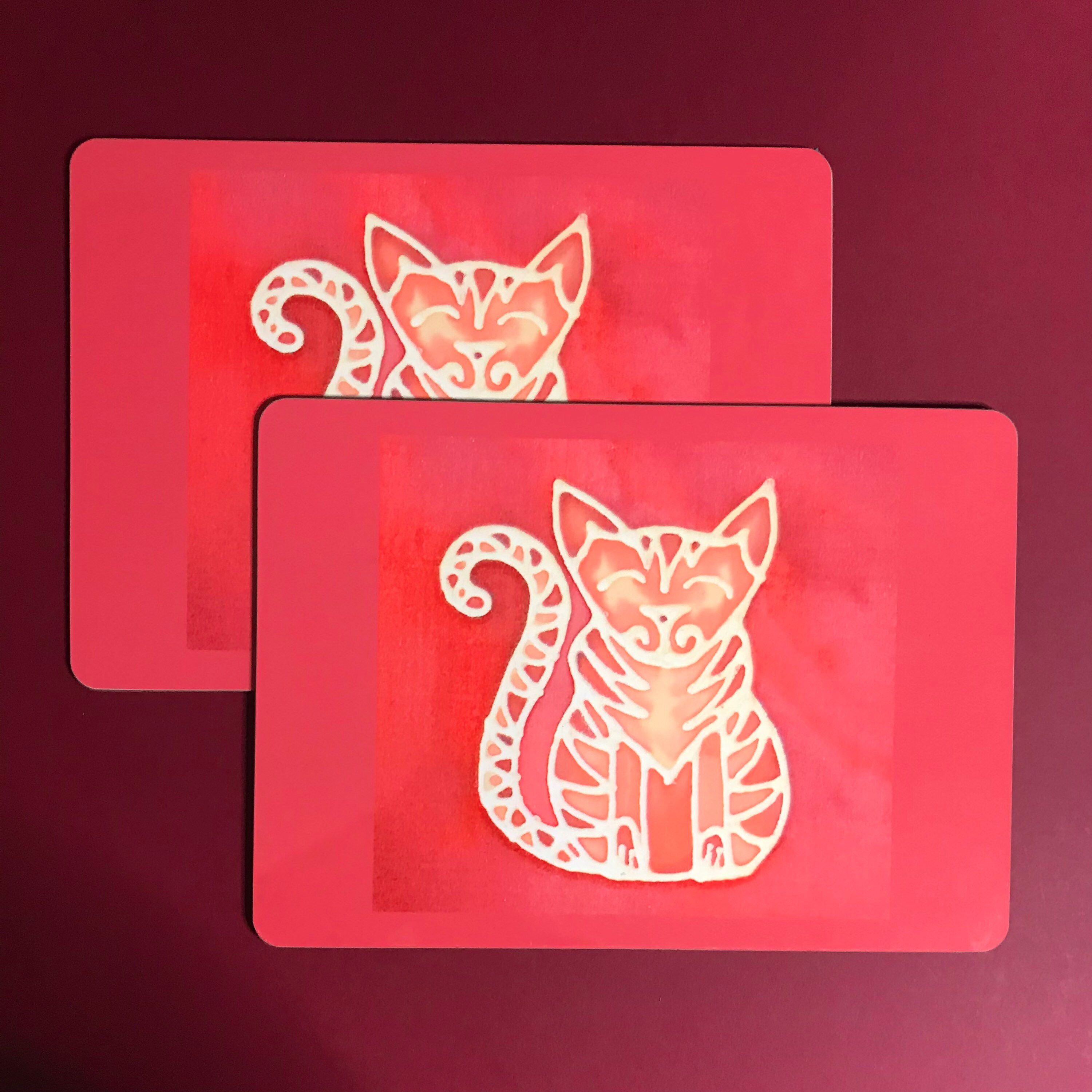Pair of Ginger Tabby Cat Table Mats Now less than HALF Etsy