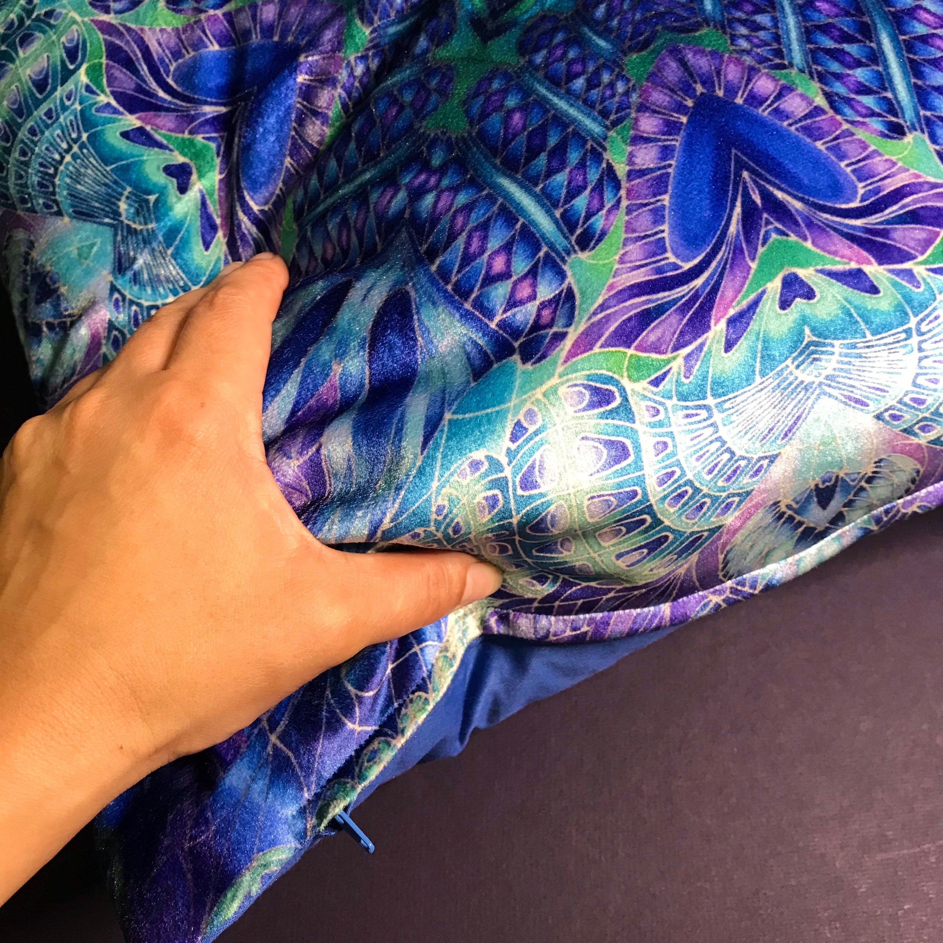 Contemporary Spiral Shells Showerproof Cushion Blue Green Purple
