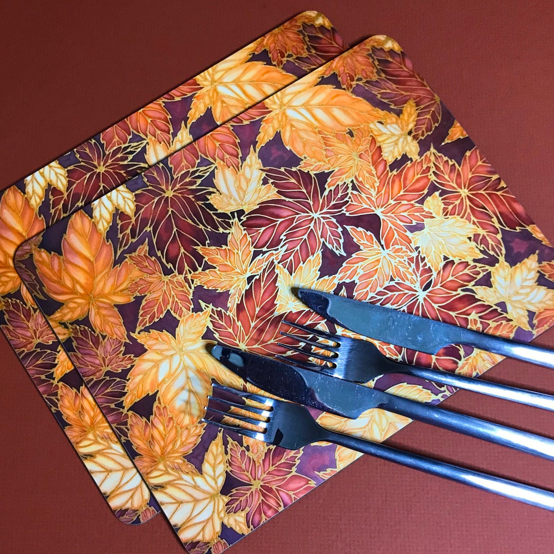 Fall Russet Rectangular Placemats & Coasters Autumn Leaves - Etsy