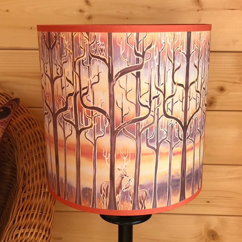 Caramel Deco Style Trees Table Lamp Shade Stained Glass Look Sunset Trees Ceiling Light Shade Tree Branches Art Lampshade