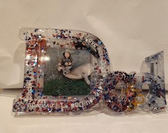Custom Resin Photo Frame: "I Love You Dad" Stars Design