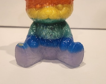 Rainbow Bear Figurine, Glittery Pride Teddy, Home Decor
