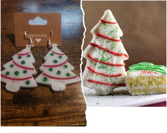 Handmade Resin Christmas Tree Earrings & Cake Decorations – Personalized Holiday Items
