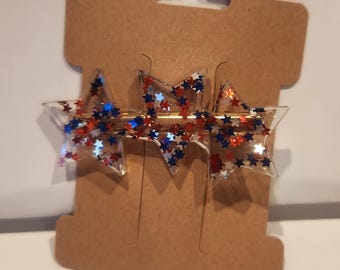 Red white and blue hair barrette