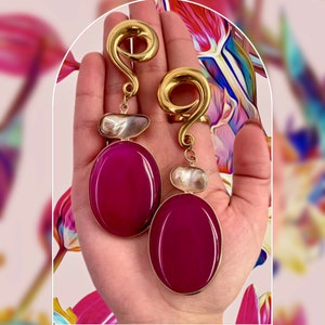 The Graecia Collection - THALIA - Stainless Steel Hypoallergenic hook with Natural Shell and Pink Agate Earweights