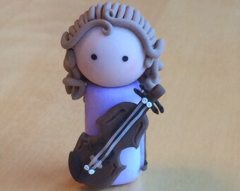 Handcrafted Clay Violinist Figurine Colorful Unique Gift