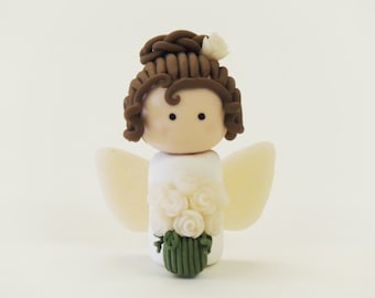 Handcrafted Clay Angel Figurine Colorful Unique Gift