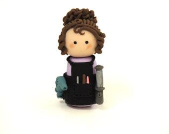 Handcrafted Clay Hairdresser Figure Colorful Unique Gift