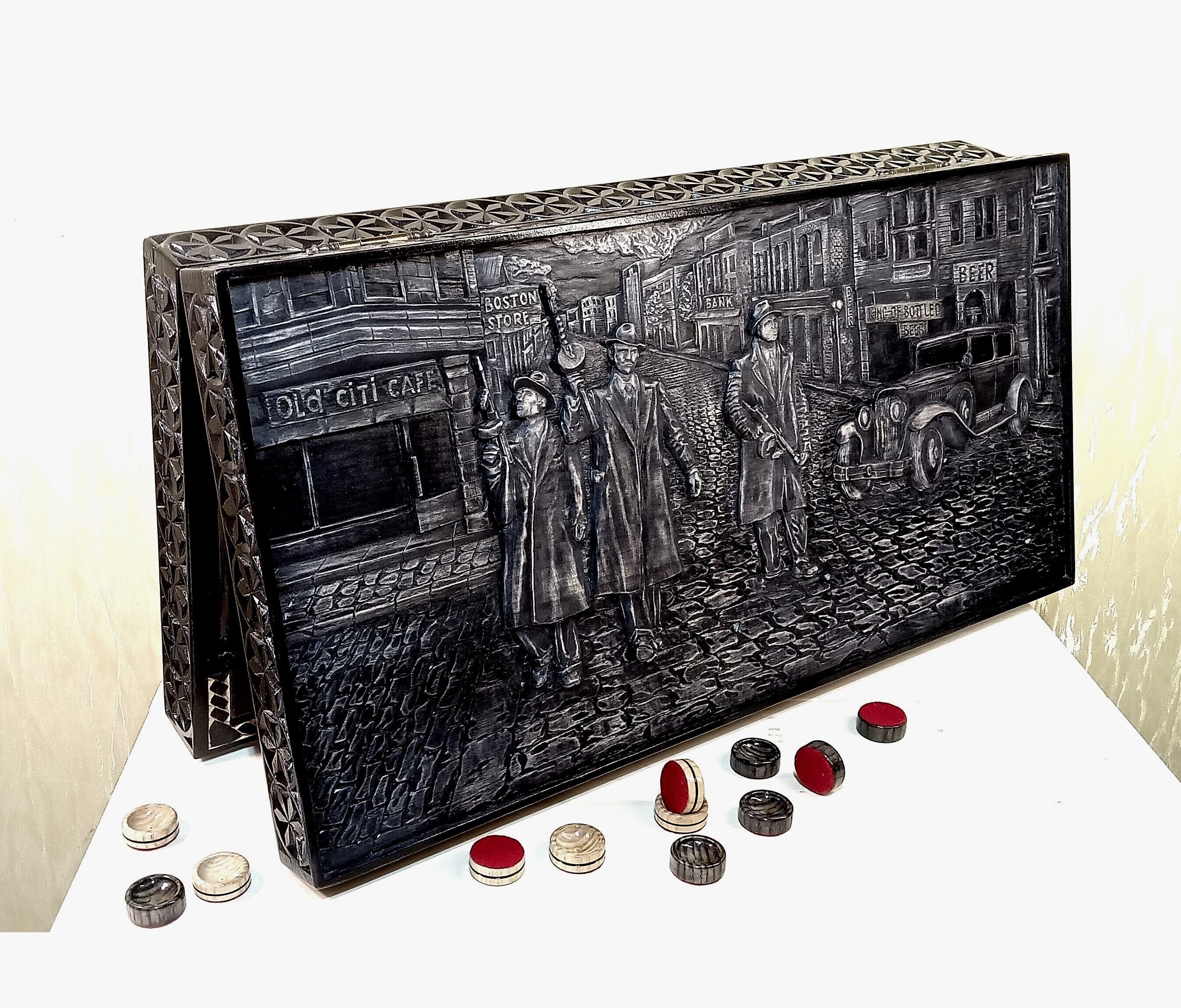 Amazon.com: Backgammon Set Mosaic and Carved Design