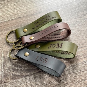 Cadeau du 3e anniversaire de mariage pour mari, porte-clés d'anniversaire en cuir, cadeau d'anniversaire de mariage de 3 ans pour lui, porte-clés en cuir personnalisé pour lui