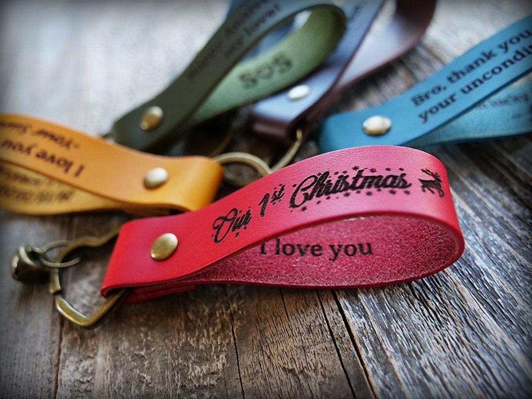 Personalized Leather Key Fob Personalized Keychain Leather Etsy