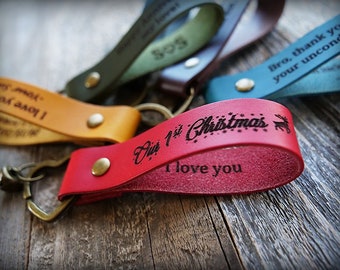 Personalized Leather Key Fob - Personalized Keychain - Leather Keychain - Custom Keychain - Gift Idea - Gift for Husband - Anniversary Gift