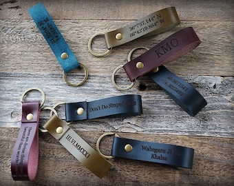 Personalized Leather Key Fob - Leather Keychain - Custom Text - Graduation Gift -Custom Keychain-Personalized Gift-Husband Gift-Anniversary