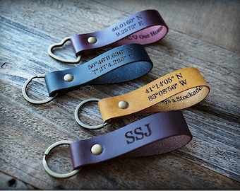 Custom Personalized Keychain - Leather Keychain - Graduation Gift - Gift for Mom - Gift for Dad - Anniversary - Gift for Boyfriend-Men Gift