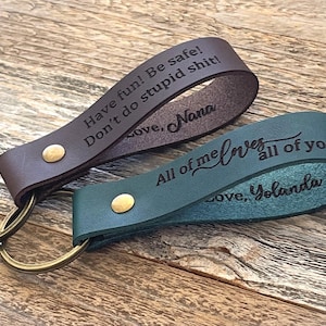 Personalized Leather Key Fob - Custom Engraved Keychain - Couple gift - Teen Gift - Anniversary gift