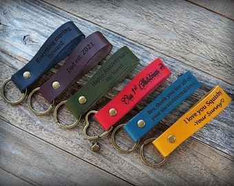 Personalized Leather Key Fob - Fathers Day Gift - Leather Keychain - Custom Keychain - Gift for Her/Him - Gift for Husband -Anniversary Gift