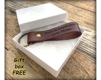 Personalized Leather Keychain Personalized Gift Anniversary Gift Monogrammed Leather Keychain Handmade Custom Leather Keychain Leather Strap