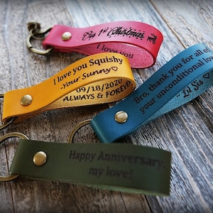 Leather Key Fob - Leather Keychain - Custom Keychain - Great Mens Anniversary Gift - Boyfriend Gift - Groomsmen Gift Idea - Handmade in USA