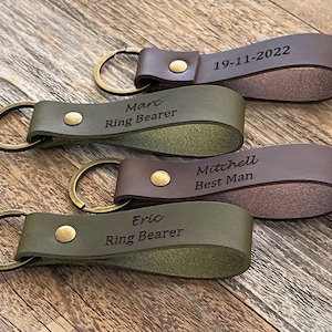 Personalized Leather Keychain: Ring Bearer, Groomsman Proposal Gift