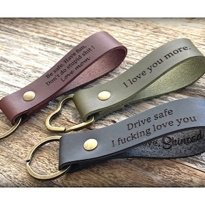 Drive safe back to me, gift from wife, new driver gift, genuine leather keychain bestfriend, boyfriend, girlfriend, Fathers Day Gift