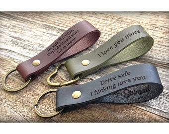 Drive safe back to me, gift from wife, new driver gift, genuine leather keychain bestfriend, boyfriend, girlfriend, Fathers Day Gift