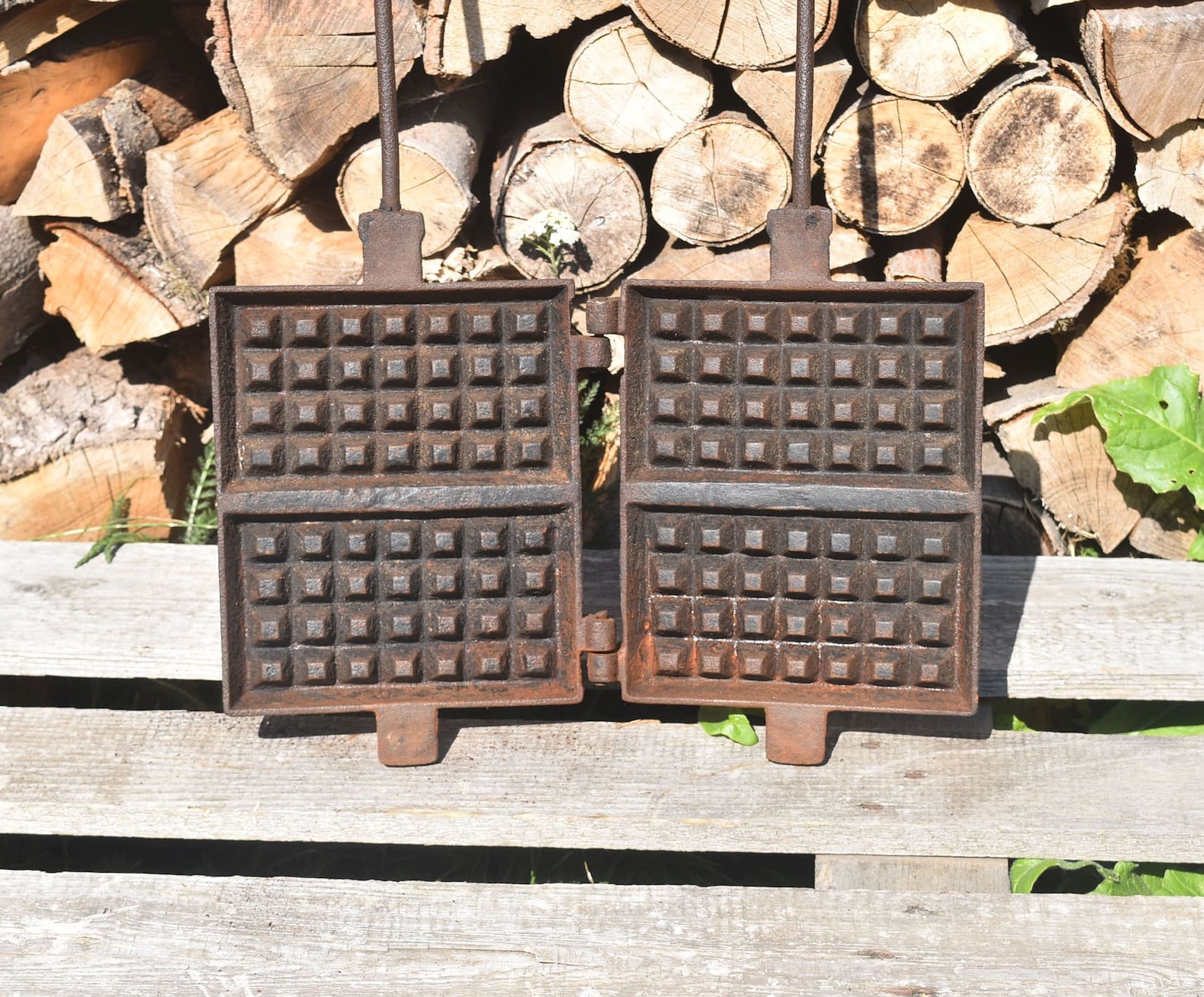 Waffle iron for Belgian waffles cast iron waffle iron fire Etsy