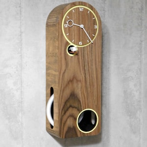 Modern cuckoo clock, walnut color, large pendulum
