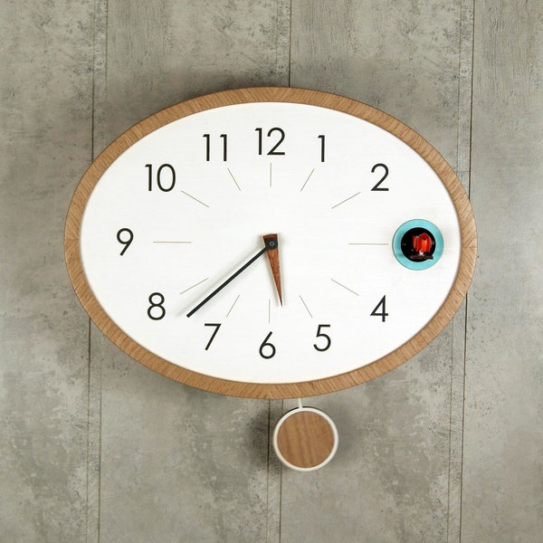 Oval Wooden Wall Clock Etsy
