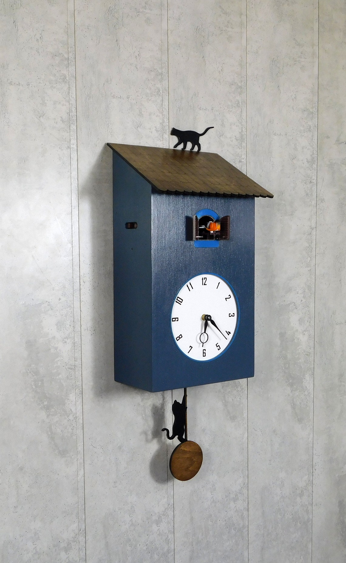 Clock-house With a Cuckoo and a Cat on the Roof - Etsy