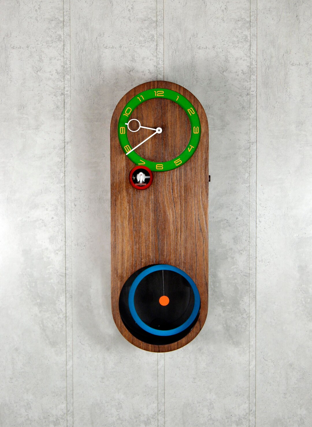 Modern Cuckoo Clock Multicolored Round Big Pendulum Etsy