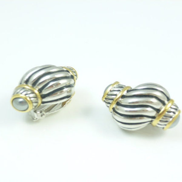 Shell Earrings, Large Clip Earrings, Silver Clip on Earrings, Vintage