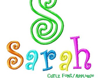 Curlz Embroidery Font & Applique, Instant Download, PES Format