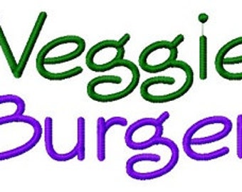 Veggie Burger Font, Instant Download, 3 Sizes, PES Format