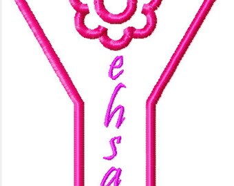 Flower Applique Embroidery Font with subfont, Instant Download, PES Format