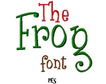 The Frog Embroidery Font, Instant Download in 4 Sizes