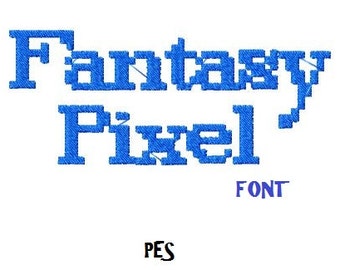 Fantasy Pixel Embroidery Font, Instant Download, 3 Sizes, PES Format