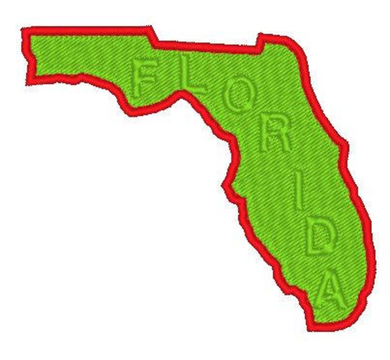 Embroidery Design Embossed Florida Filled Map Instant Download 4x4 Hoop Size